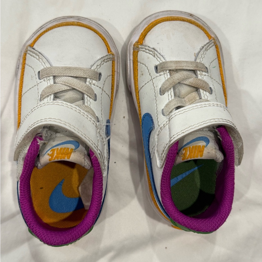 Nike Kids Court Legacy Low Top Toddler Sneakers - White, Blue, and Purple - Picture 2 of 5